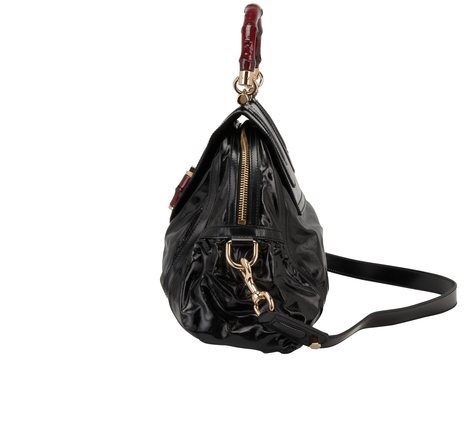 Vintage Bamboo 2Way, &pound;450, Handbags, Black, Patent Leather, Bottom view